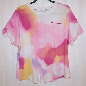 Champion Tie-Dye Front-Tie Soft Cotton Blend Shirt. XL.